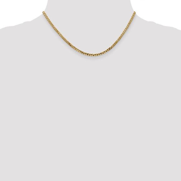 2.9mm 10k Yellow Gold Flat Beveled Curb Chain Necklace, 16 Inch - Picture 2 of 8